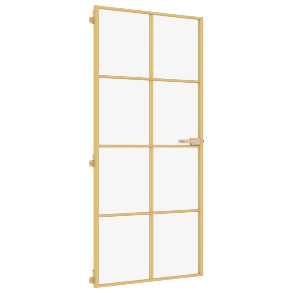vidaXL Ușă interioară Slim auriu 93x201,5cm sticlă securizată/aluminiu vidaXL Ușă interioară Slim auriu 93x201,5cm sticlă securizată/aluminiu
