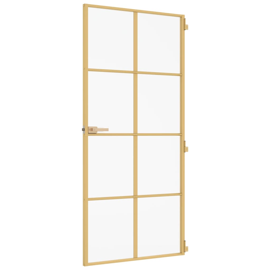 vidaXL Ușă interioară Slim auriu 93x201,5cm sticlă securizată/aluminiu vidaXL Ușă interioară Slim auriu 93x201,5cm sticlă securizată/aluminiu