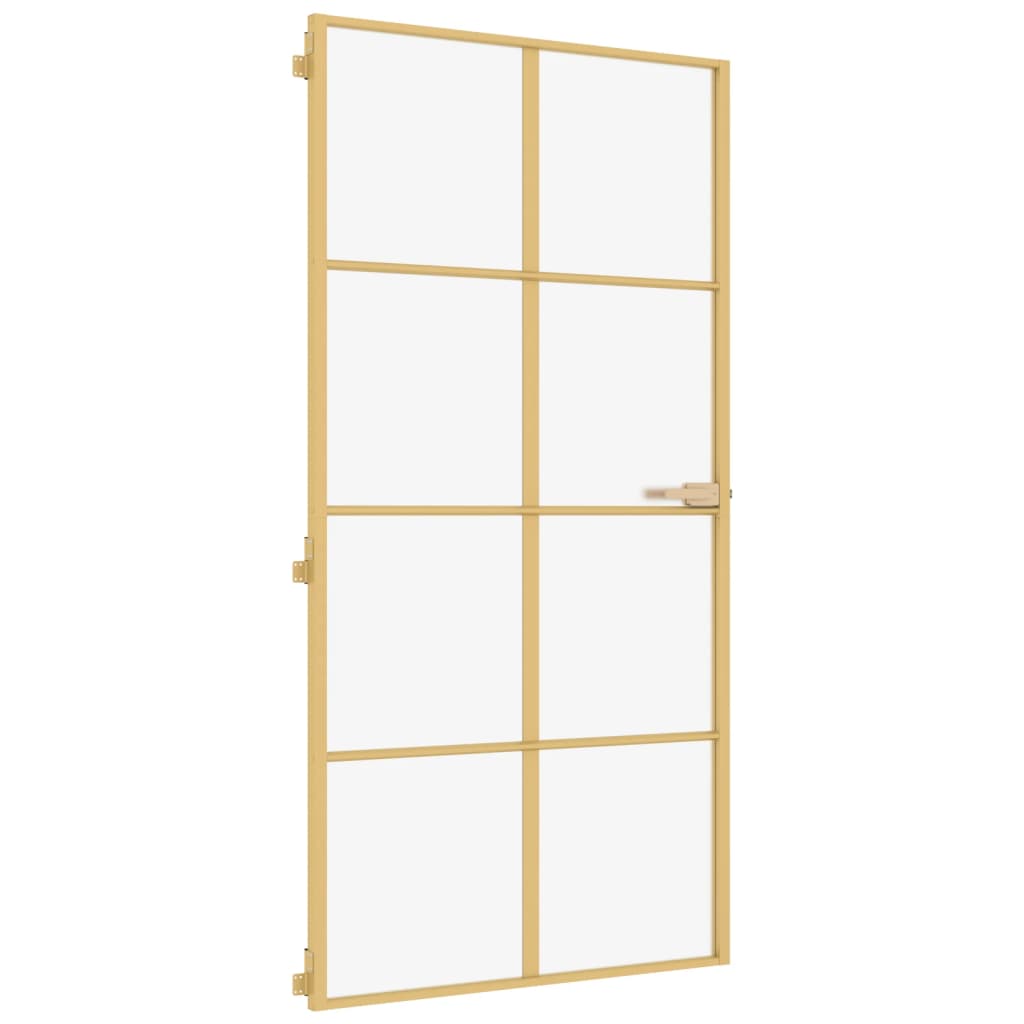vidaXL Ușă interior Slim auriu 102,5x201,5cm sticlă temperată/aluminiu