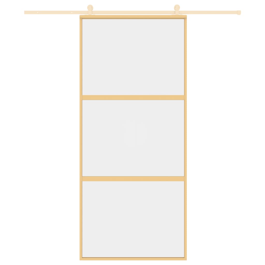 vidaXL Ușă glisantă, auriu, 90x205 cm, sticlă ESG mată și aluminiu