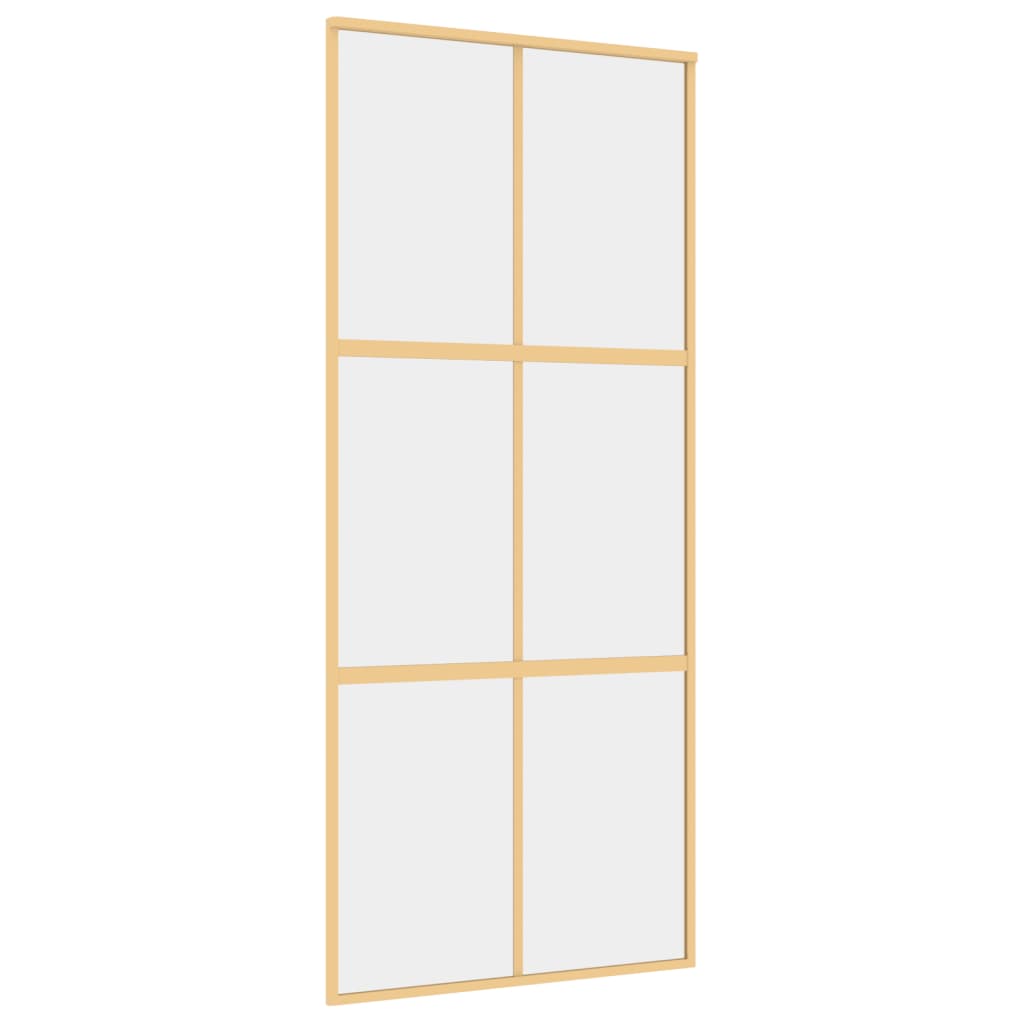 vidaXL Ușă glisantă, auriu, 90x205 cm, sticlă ESG mată și aluminiu