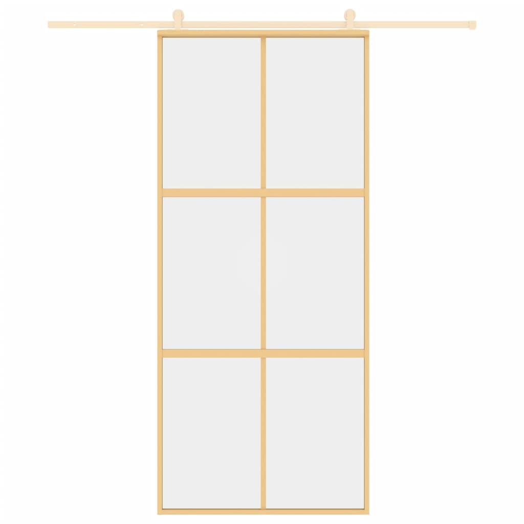 vidaXL Ușă glisantă, auriu, 90x205 cm, sticlă ESG mată și aluminiu