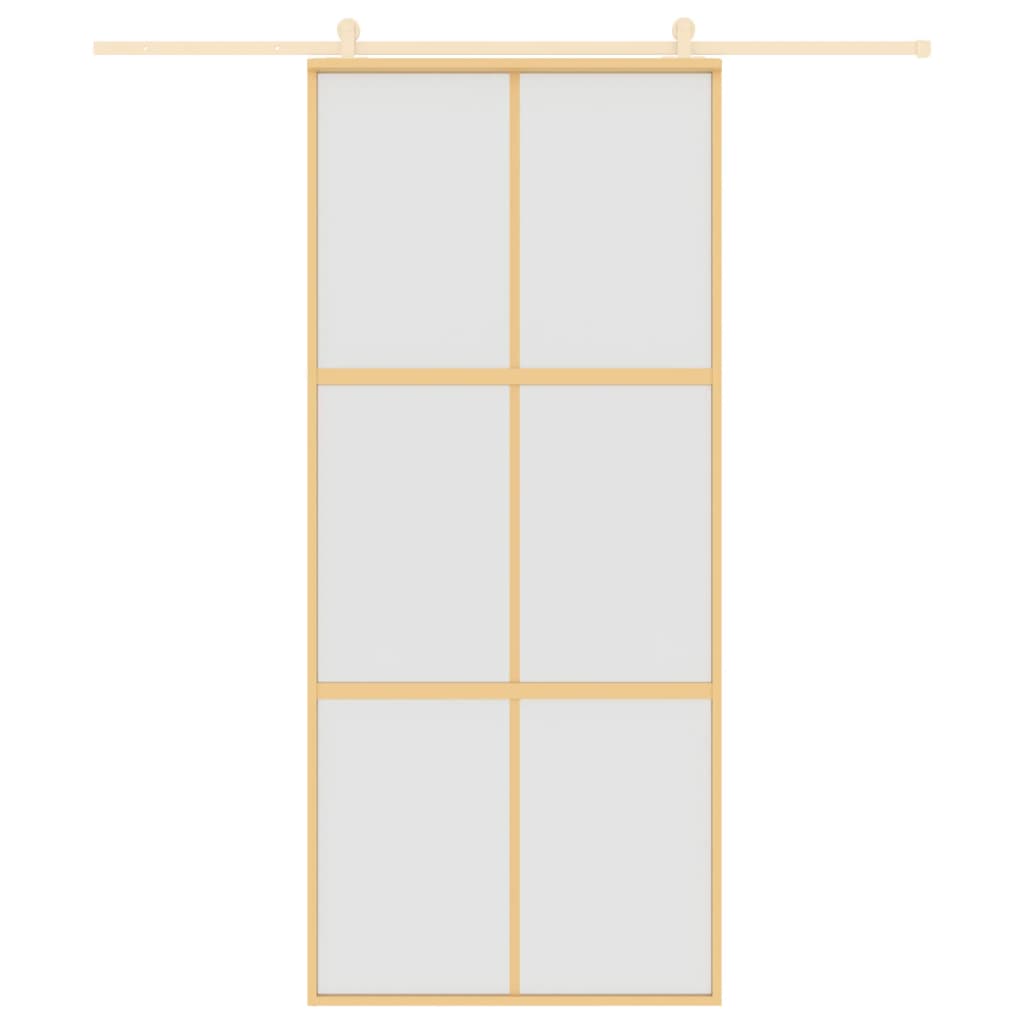 vidaXL Ușă glisantă, auriu, 90x205 cm, sticlă ESG mată și aluminiu