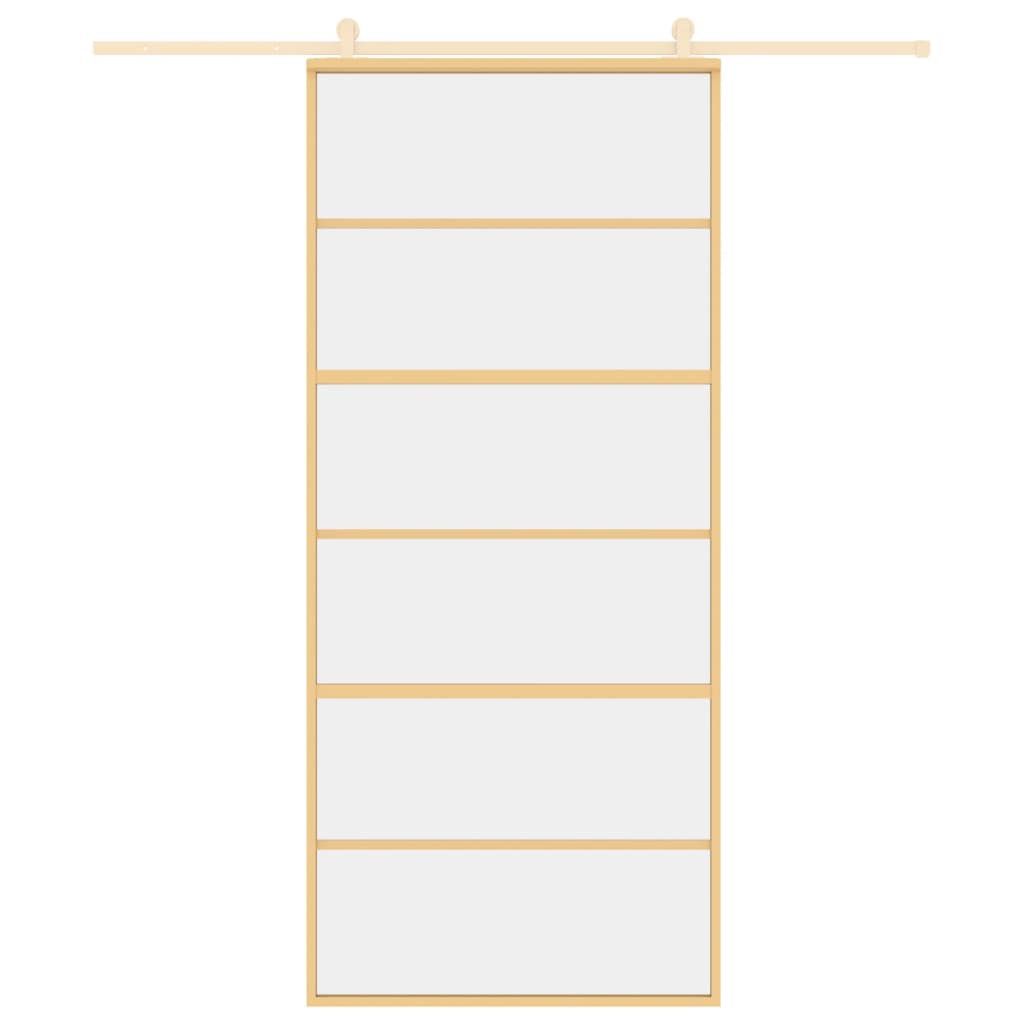 vidaXL Ușă glisantă, auriu, 90x205 cm, sticlă ESG mată și aluminiu