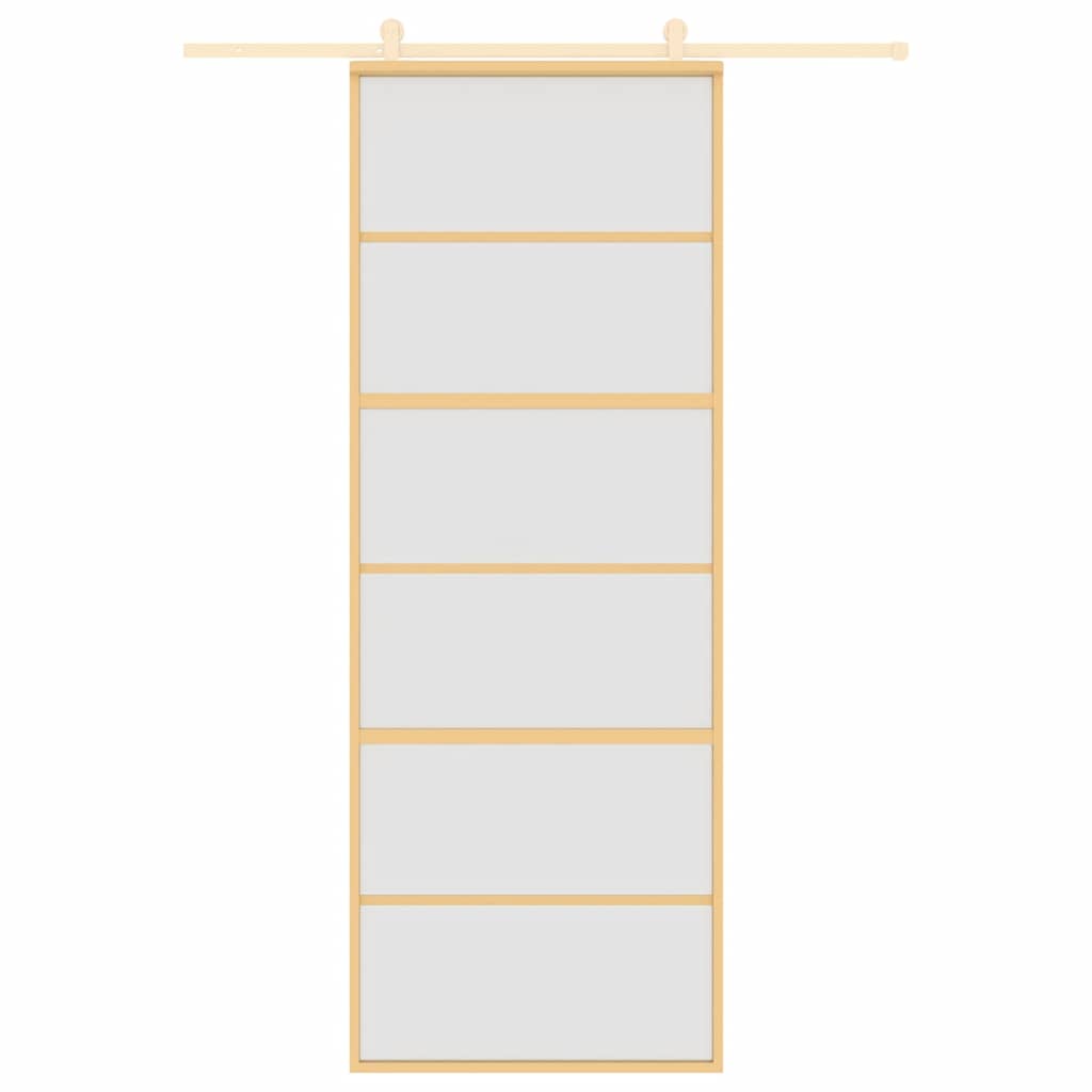 vidaXL Ușă glisantă, auriu, 76x205 cm, sticlă ESG mată și aluminiu