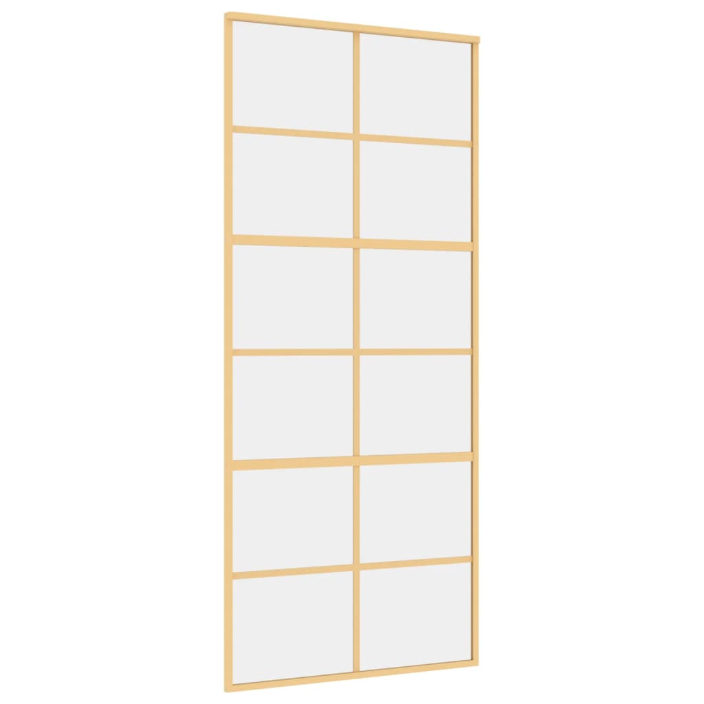 vidaXL Ușă glisantă, auriu, 90x205 cm, sticlă ESG mată și aluminiu