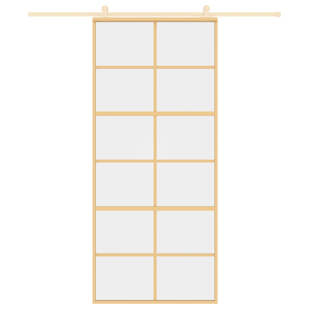 vidaXL Ușă glisantă, auriu, 90x205 cm, sticlă ESG mată și aluminiu