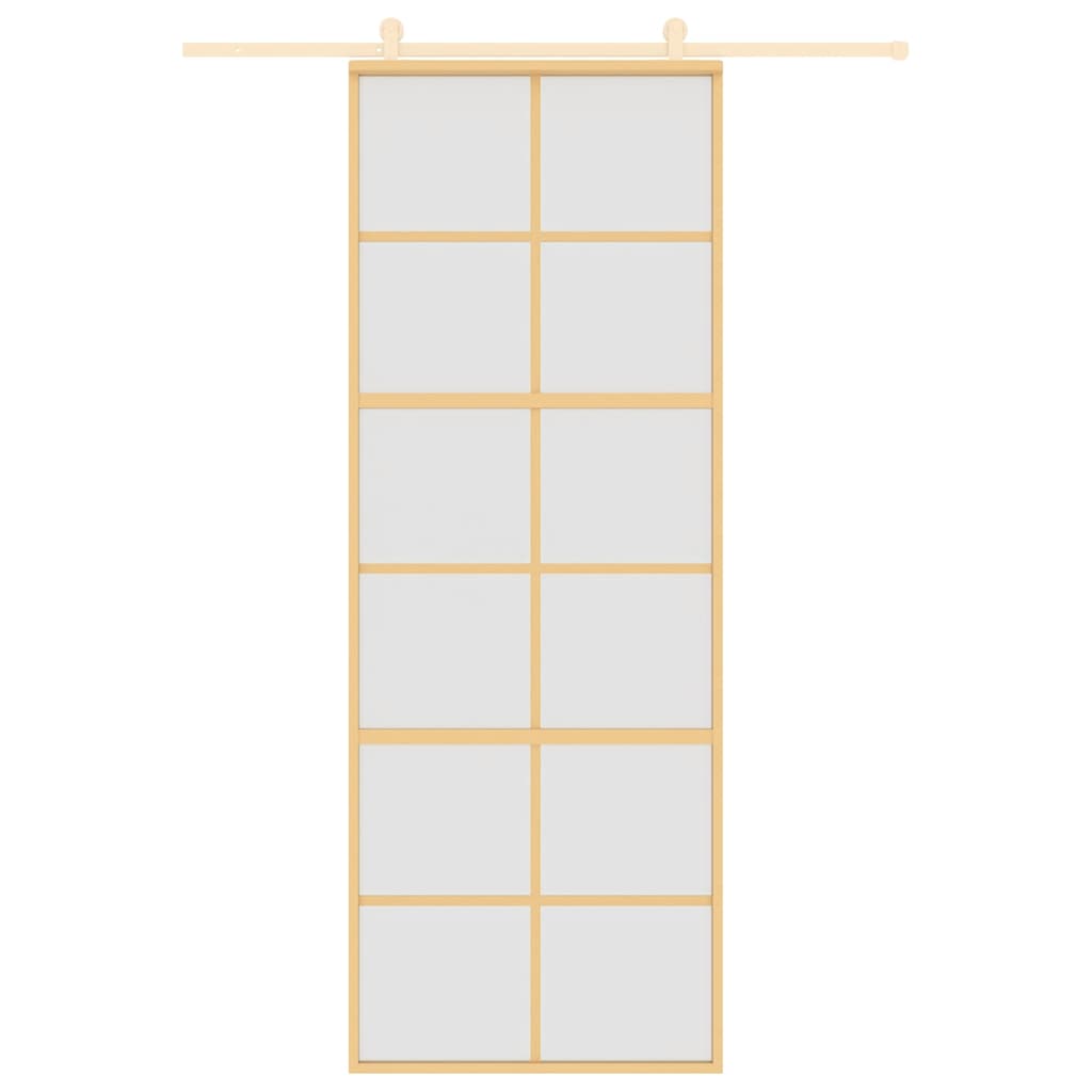 vidaXL Ușă glisantă, auriu, 76x205 cm, sticlă ESG mată și aluminiu