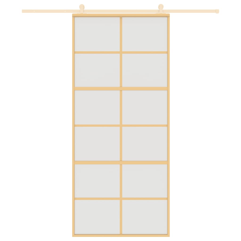 vidaXL Ușă glisantă, auriu, 90x205 cm, sticlă ESG mată și aluminiu