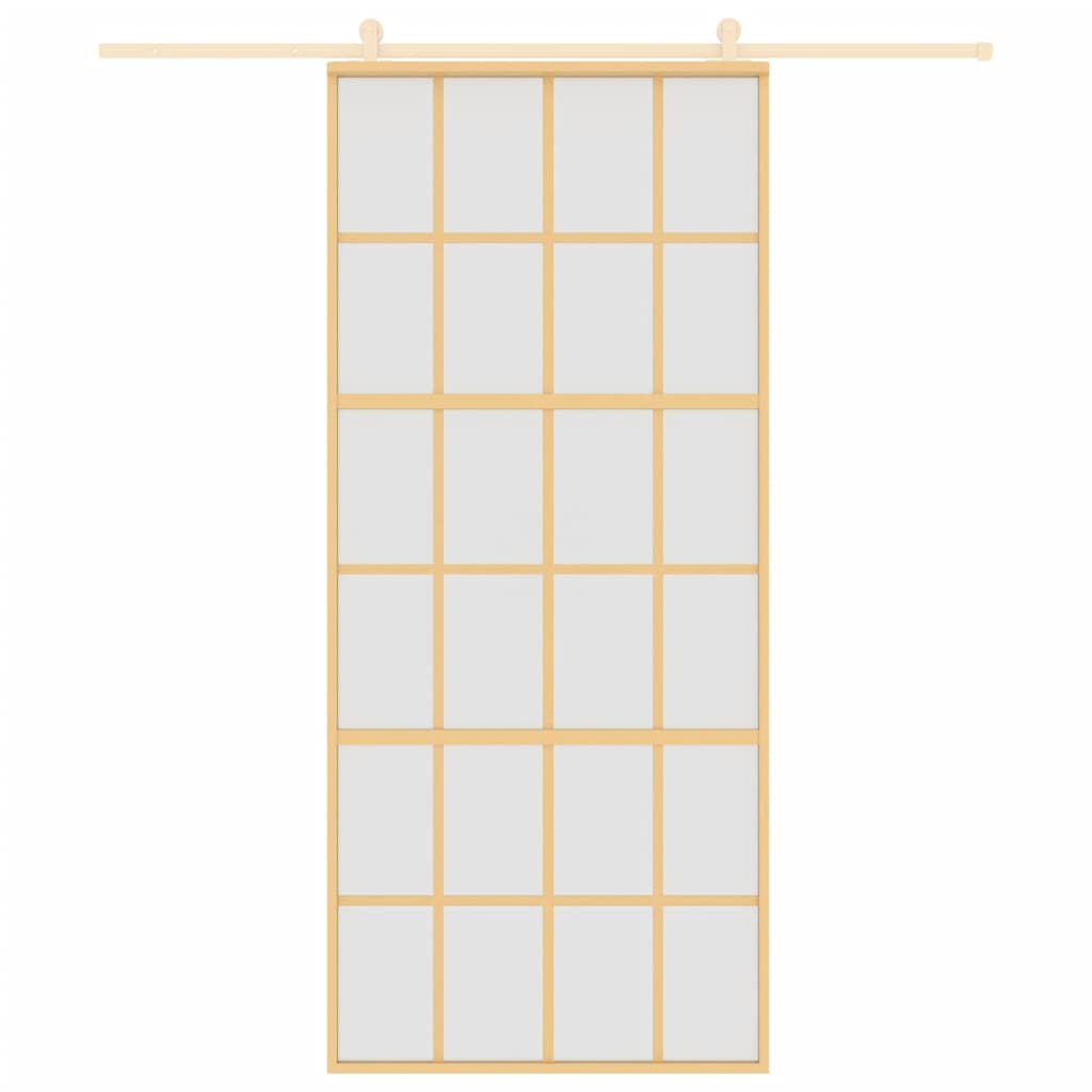 vidaXL Ușă glisantă, auriu, 90x205 cm, sticlă ESG mată și aluminiu