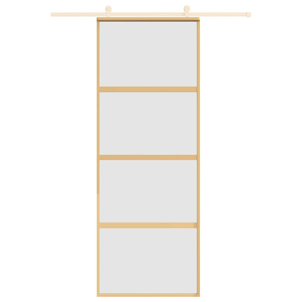 vidaXL Ușă glisantă, auriu, 76x205 cm, sticlă ESG mată și aluminiu