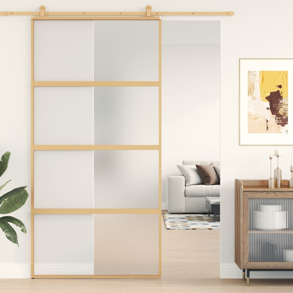 vidaXL Ușă glisantă, auriu, 102,5x205 cm, sticlă ESG mată și aluminiu vidaXL Ușă glisantă, auriu, 102,5x205 cm, sticlă ESG mată și aluminiu