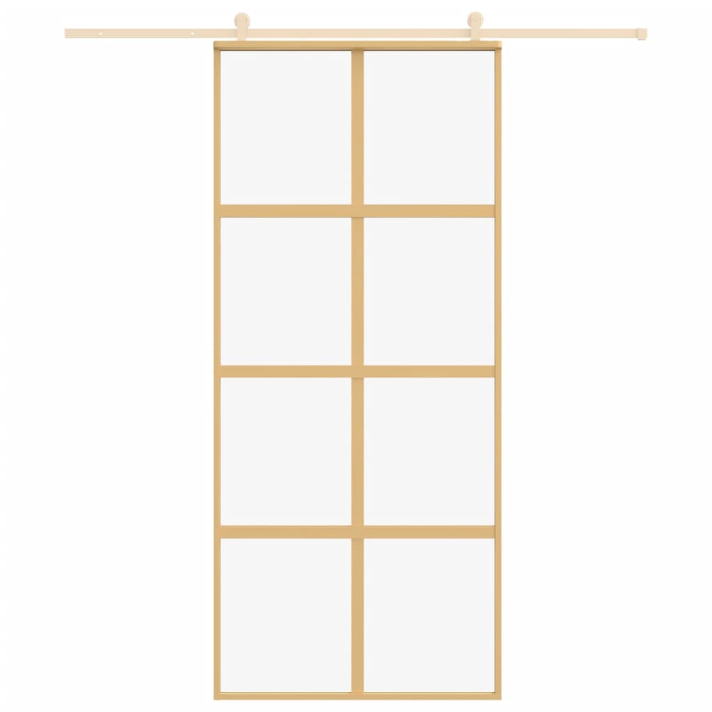 vidaXL Ușă glisantă, auriu, 90x205 cm, sticlă ESG mată și aluminiu