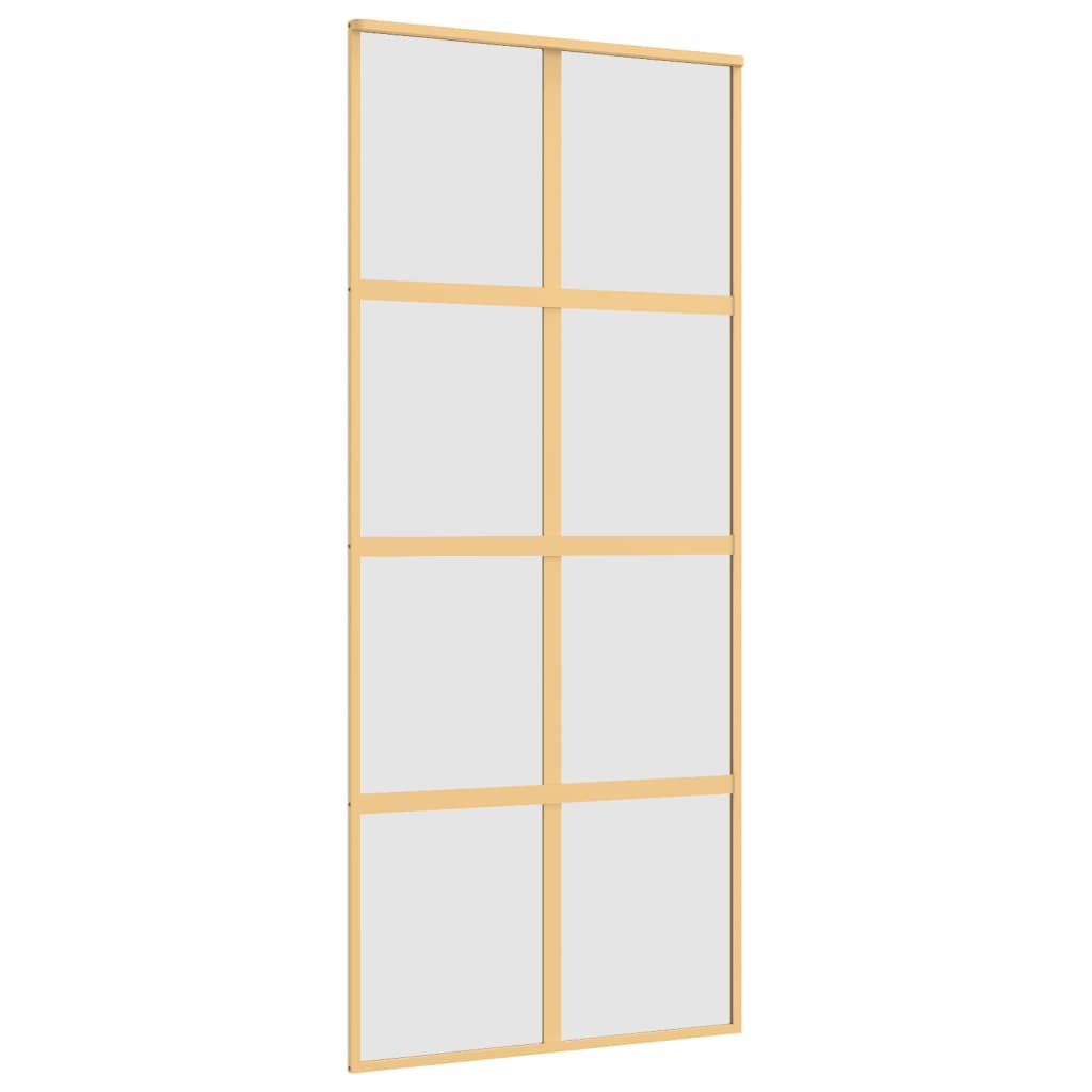 vidaXL Ușă glisantă, auriu, 90x205 cm, sticlă ESG mată și aluminiu