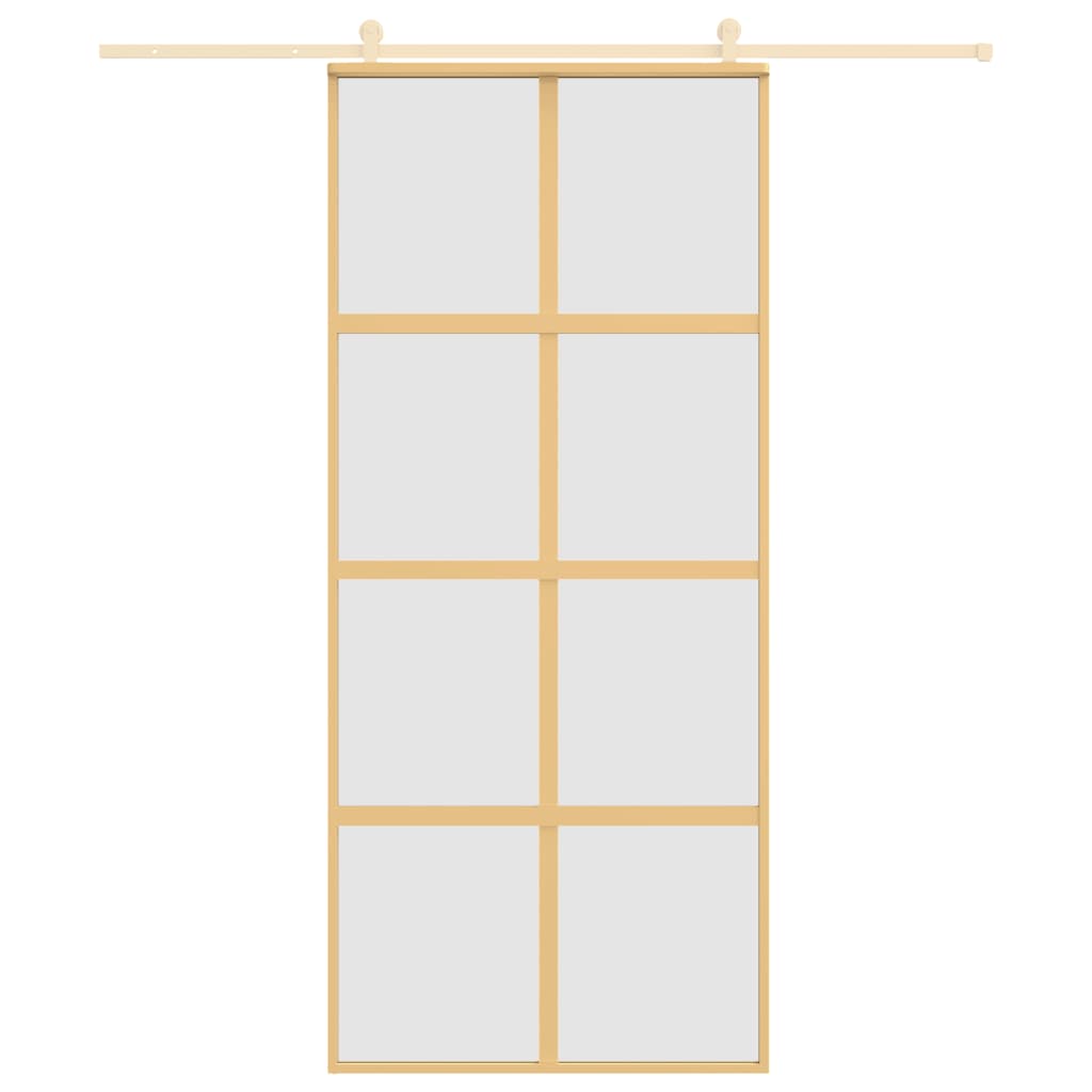 vidaXL Ușă glisantă, auriu, 90x205 cm, sticlă ESG mată și aluminiu