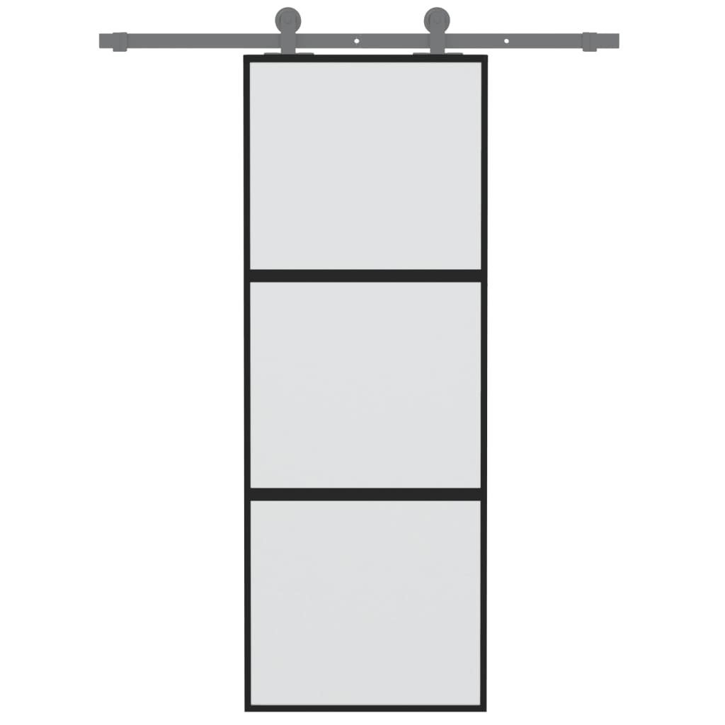 vidaXL Ușă glisantă, negru, 76x205 cm, sticlă securizată și aluminiu