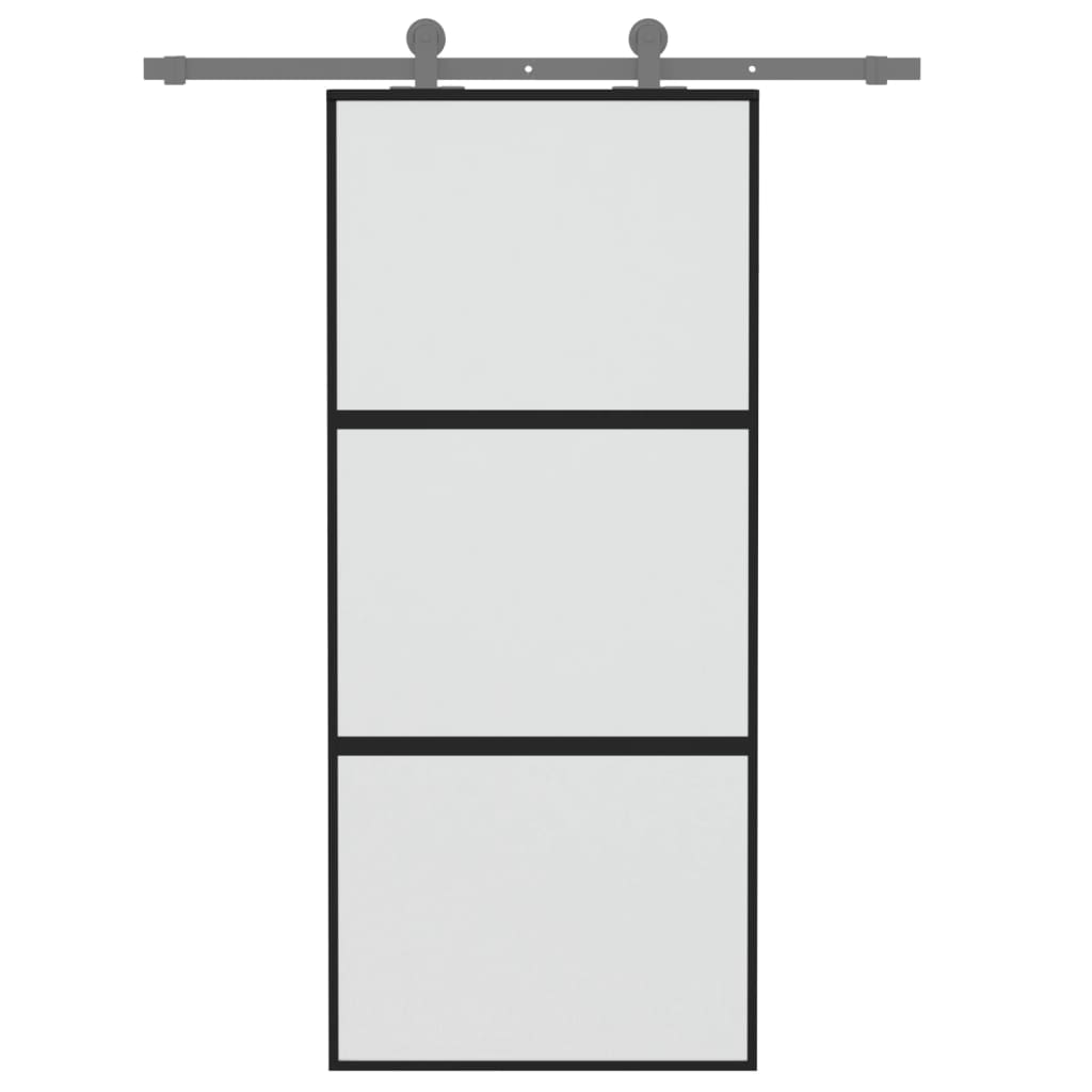 vidaXL Ușă glisantă, negru, 90x205 cm, sticlă securizată și aluminiu