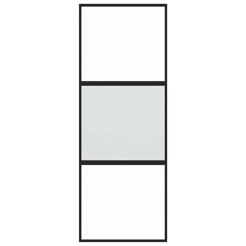 vidaXL Ușă glisantă, negru, 76x205 cm, sticlă securizată și aluminiu