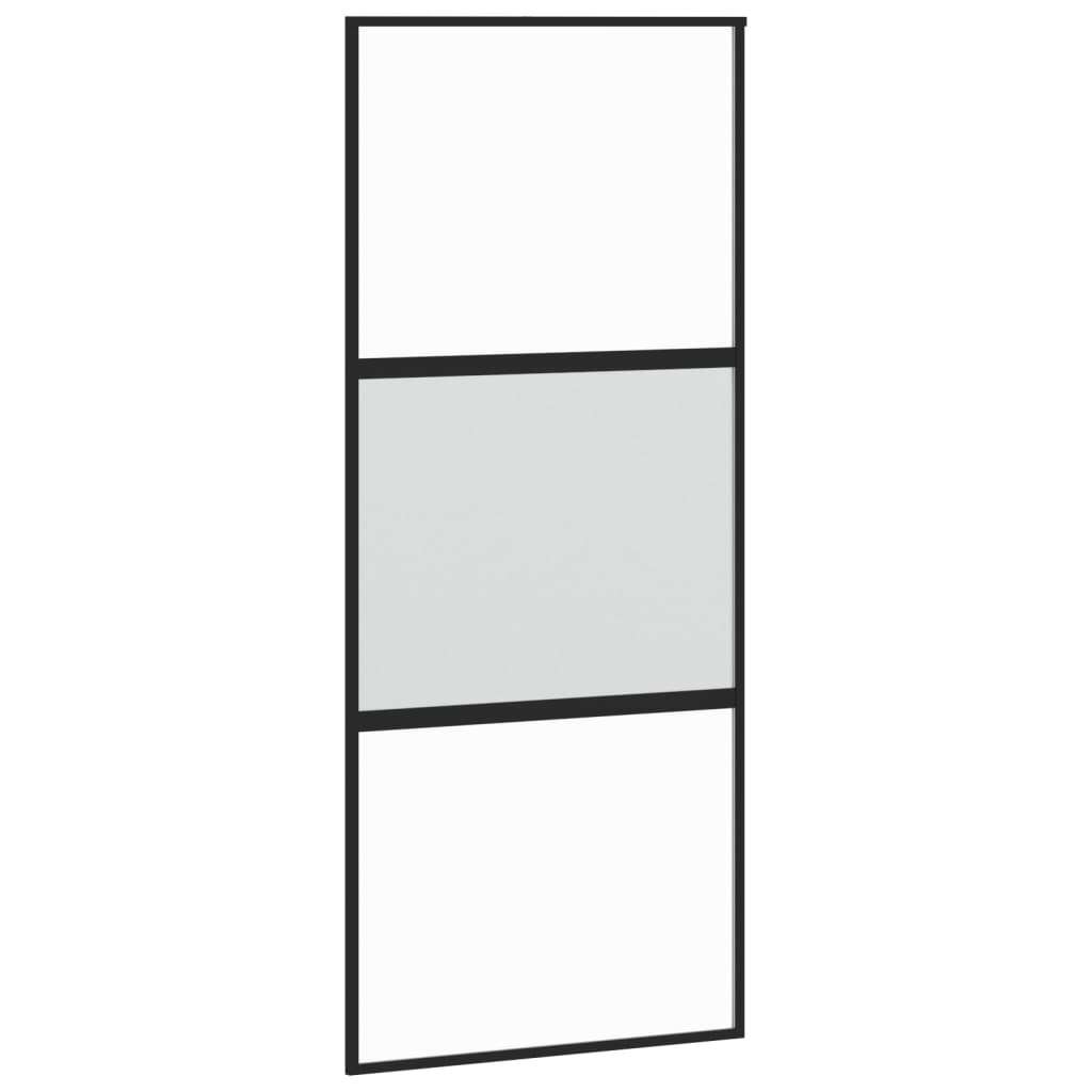 vidaXL Ușă glisantă, negru, 90x205 cm, sticlă securizată și aluminiu