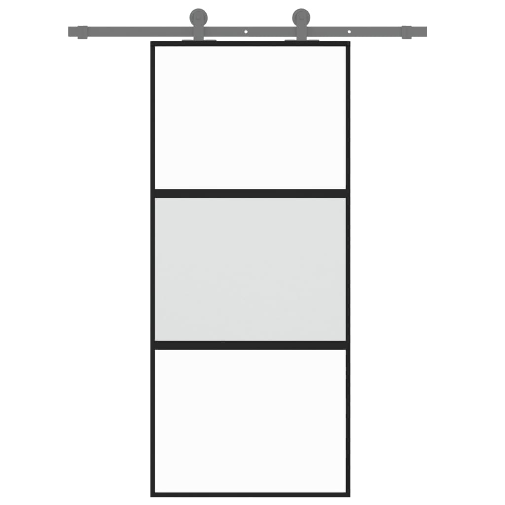vidaXL Ușă glisantă, negru, 90x205 cm, sticlă securizată și aluminiu