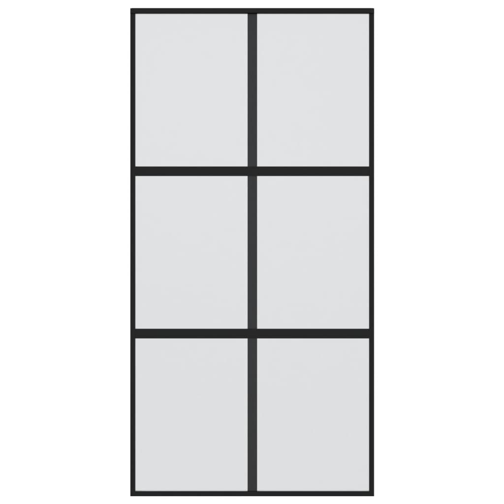 vidaXL Ușă glisantă, negru, 102,5x205 cm, sticlă securizată/aluminiu