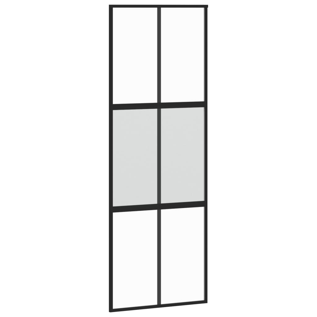 vidaXL Ușă glisantă, negru, 76x205 cm, sticlă securizată și aluminiu vidaXL Ușă glisantă, negru, 76x205 cm, sticlă securizată și aluminiu