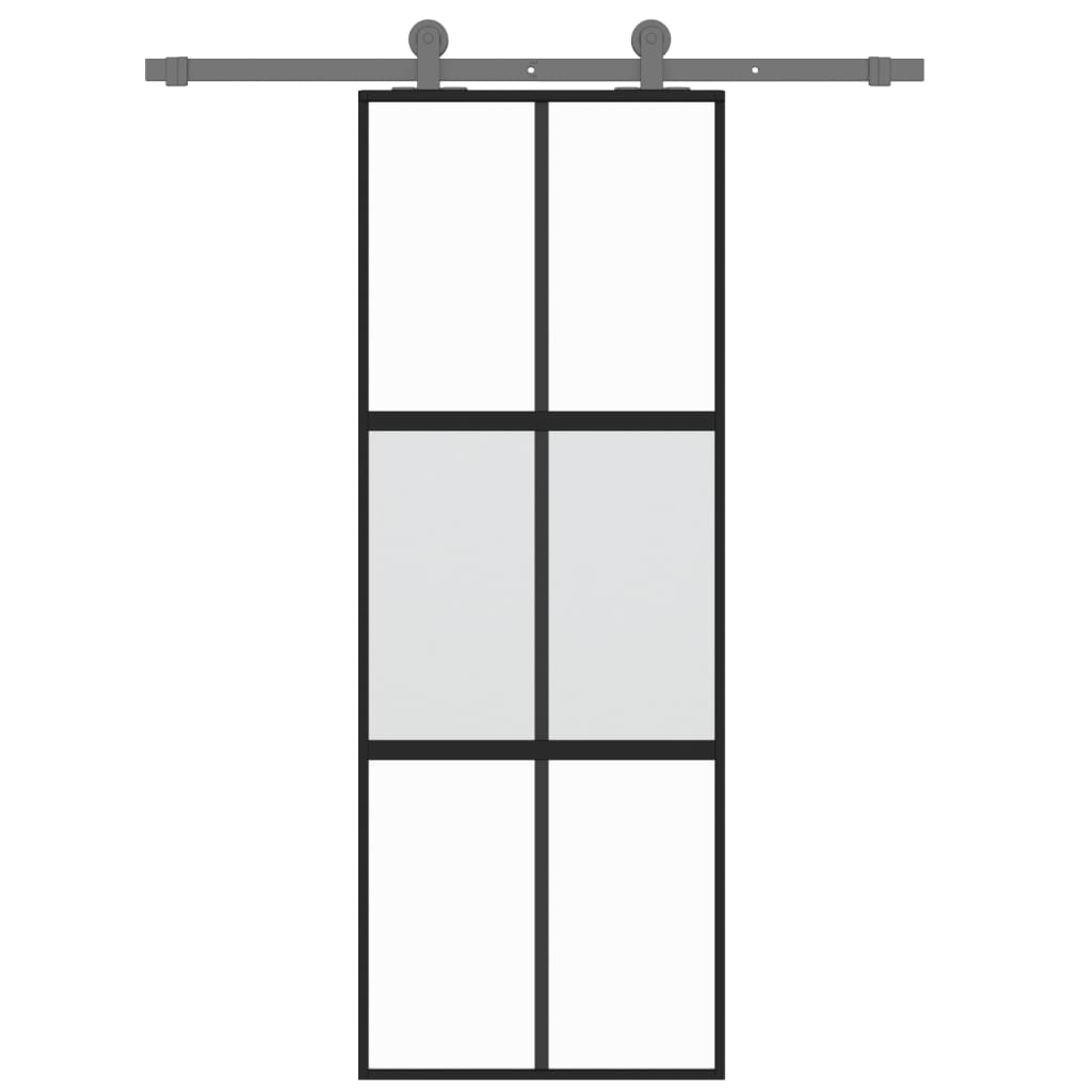 vidaXL Ușă glisantă, negru, 76x205 cm, sticlă securizată și aluminiu vidaXL Ușă glisantă, negru, 76x205 cm, sticlă securizată și aluminiu