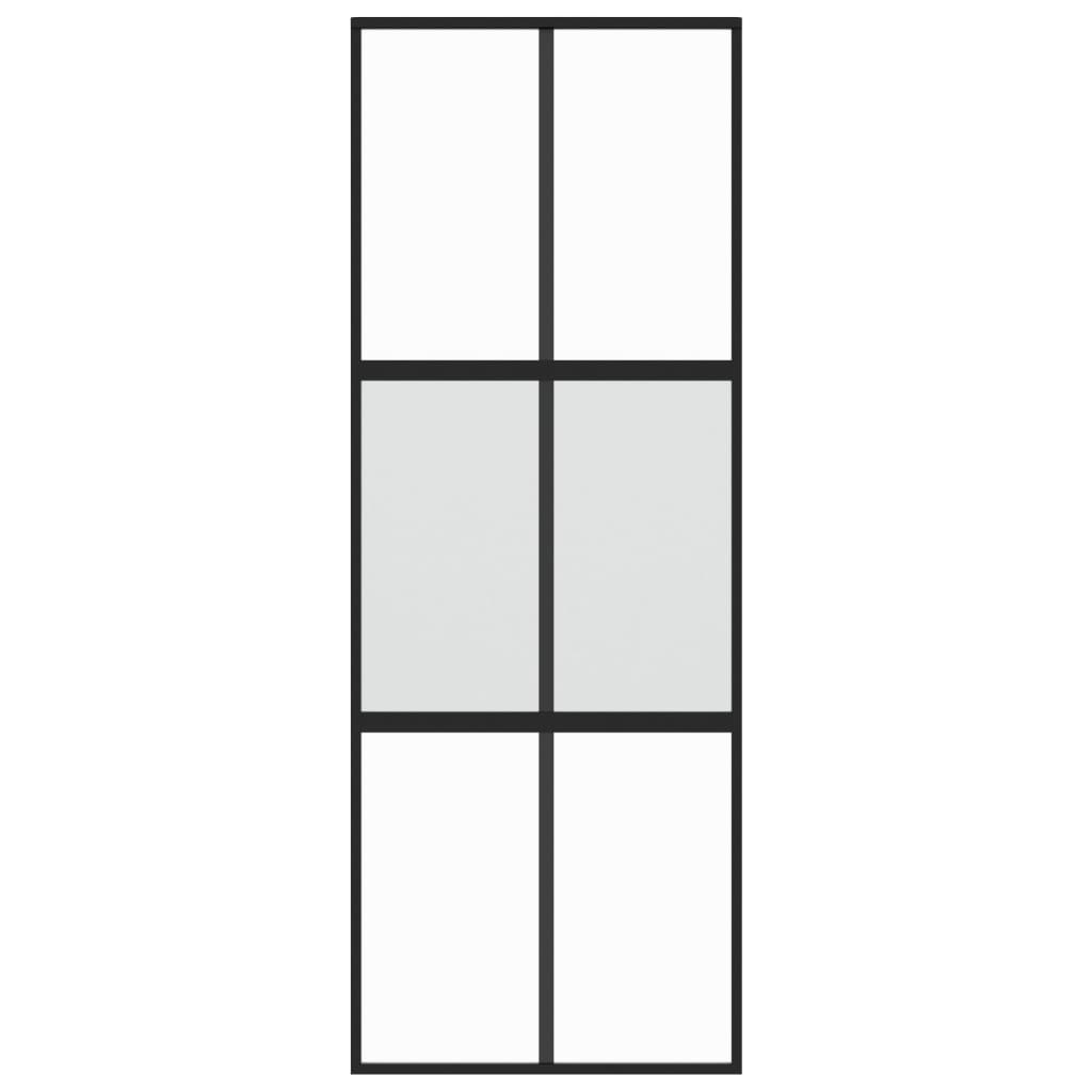 vidaXL Ușă glisantă, negru, 76x205 cm, sticlă securizată și aluminiu vidaXL Ușă glisantă, negru, 76x205 cm, sticlă securizată și aluminiu