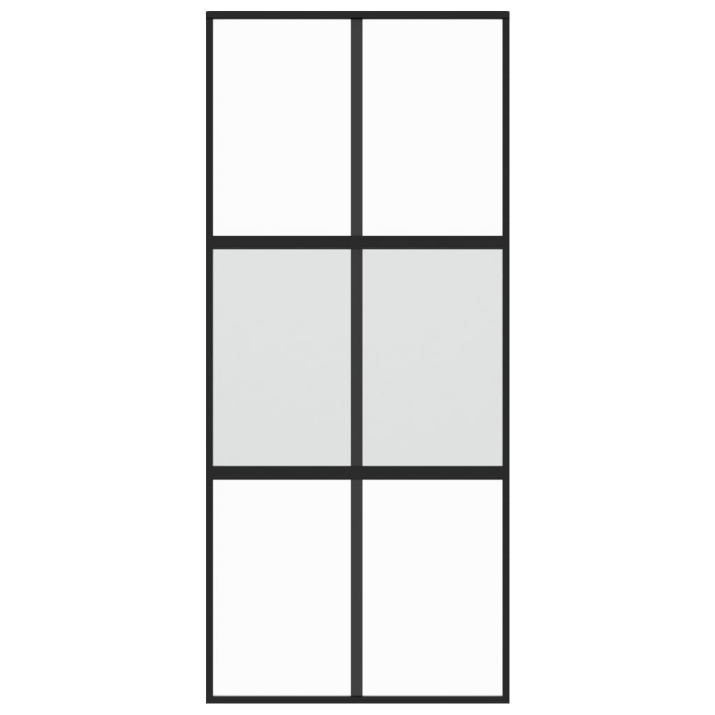 vidaXL Ușă glisantă, negru, 90x205 cm, sticlă securizată și aluminiu