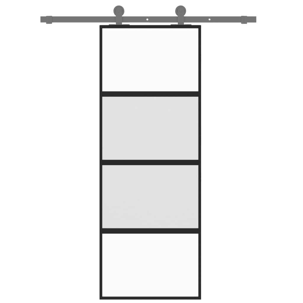 vidaXL Ușă glisantă, negru, 76x205 cm, sticlă securizată și aluminiu