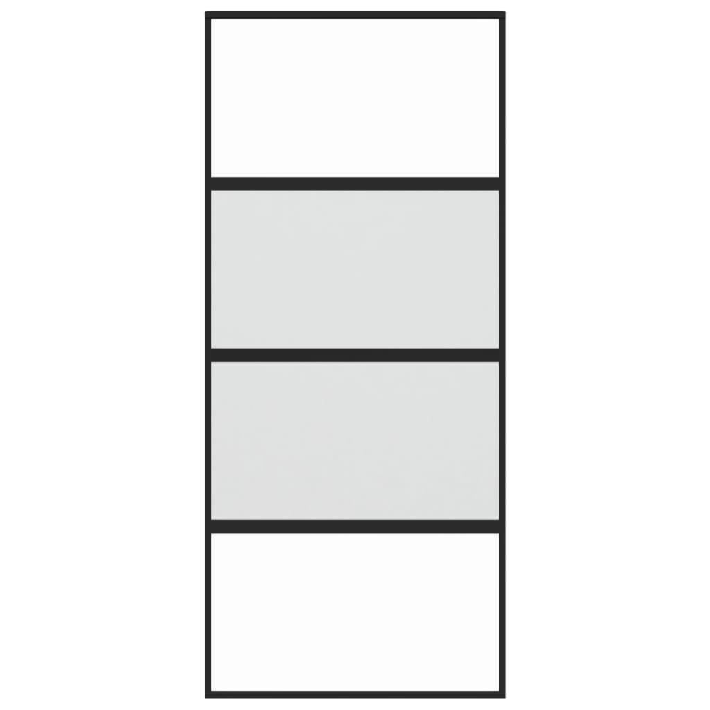 vidaXL Ușă glisantă, negru, 90x205 cm, sticlă securizată și aluminiu