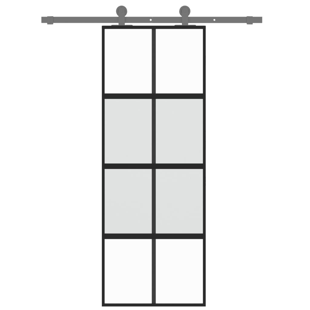 vidaXL Ușă glisantă, negru, 76x205 cm, sticlă securizată și aluminiu