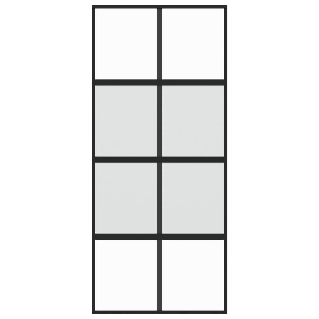 vidaXL Ușă glisantă, negru, 90x205 cm, sticlă securizată și aluminiu