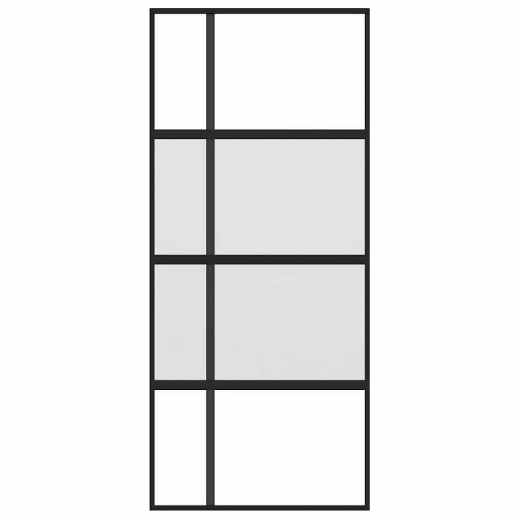 vidaXL Ușă glisantă, negru, 90x205 cm, sticlă securizată și aluminiu