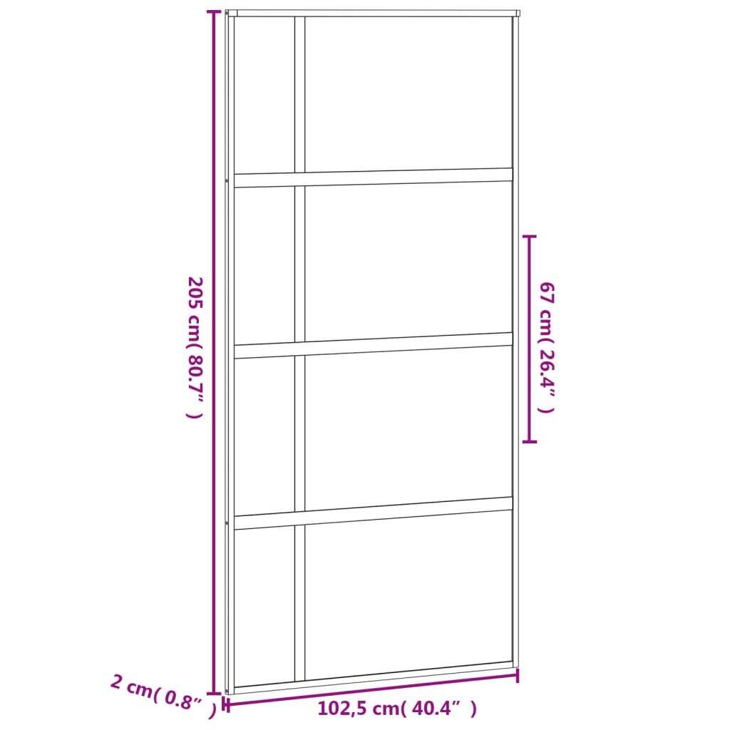 vidaXL Ușă glisantă, negru, 102,5x205 cm, sticlă securizată/aluminiu