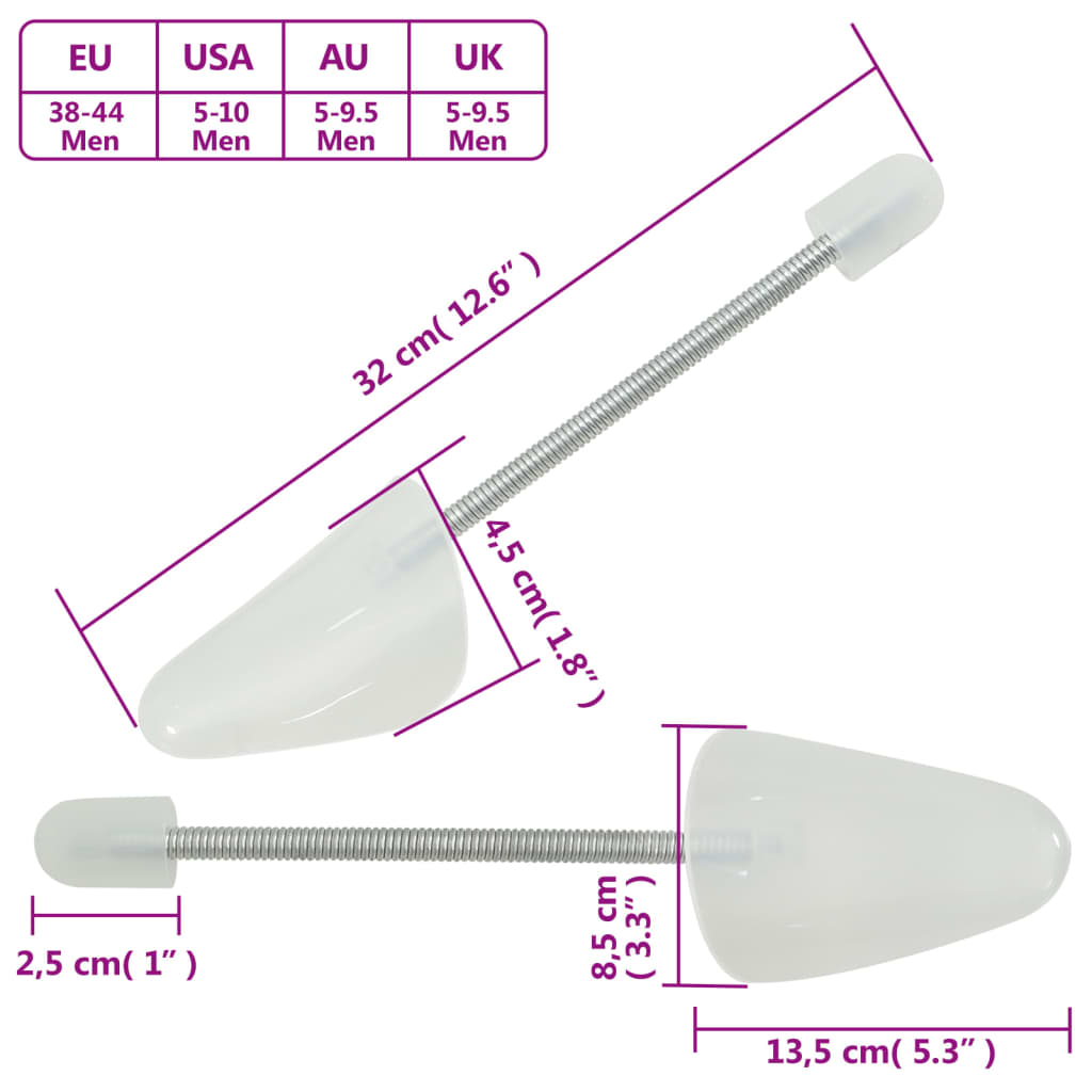 vidaXL Calapoade de pantofi, 5 perechi, alb, EU 38-44, plastic vidaXL Calapoade de pantofi, 5 perechi, alb, EU 38-44, plastic