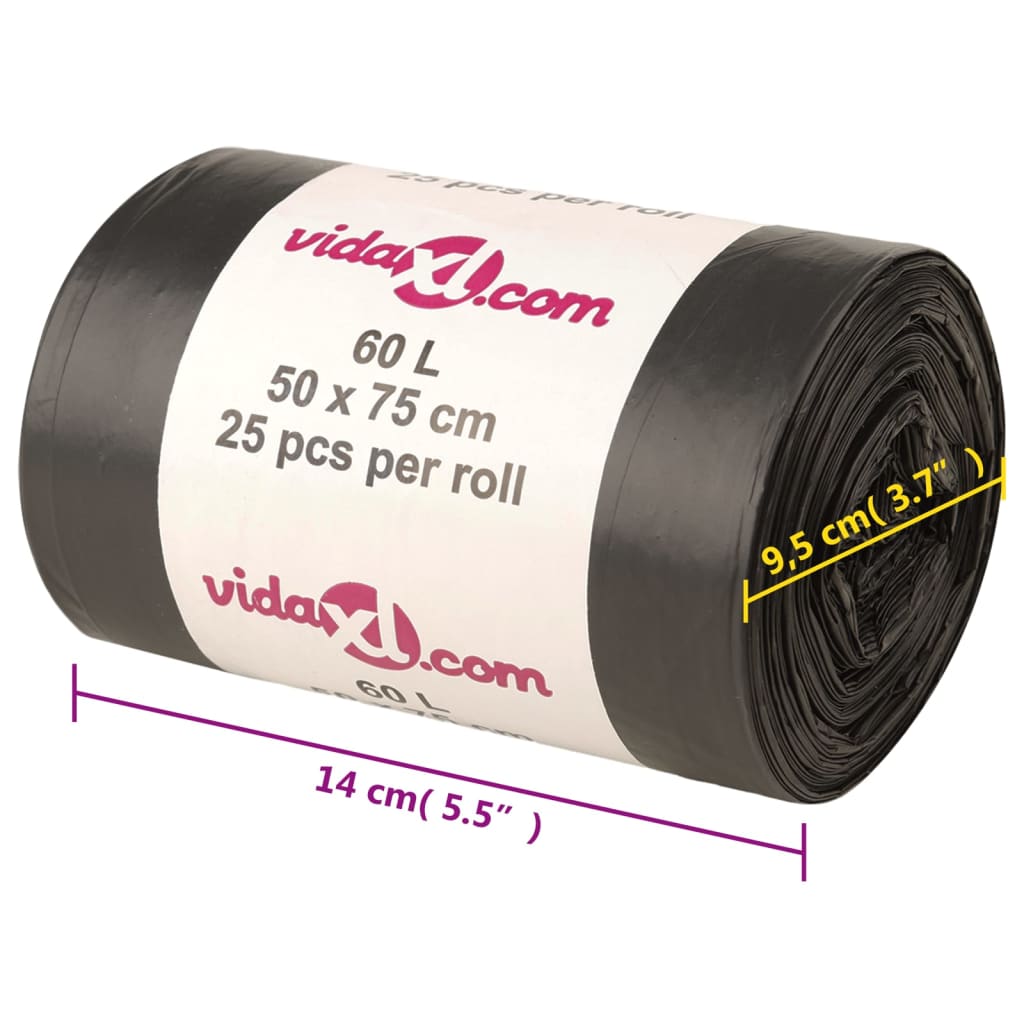 vidaXL Saci de gunoi 250 buc. negru 60 L vidaXL Saci de gunoi 250 buc. negru 60 L