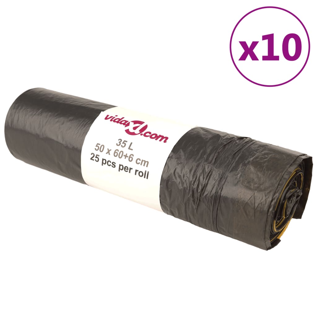 vidaXL Saci de gunoi cu șnururi 250 buc negru 35 L vidaXL Saci de gunoi cu șnururi 250 buc negru 35 L