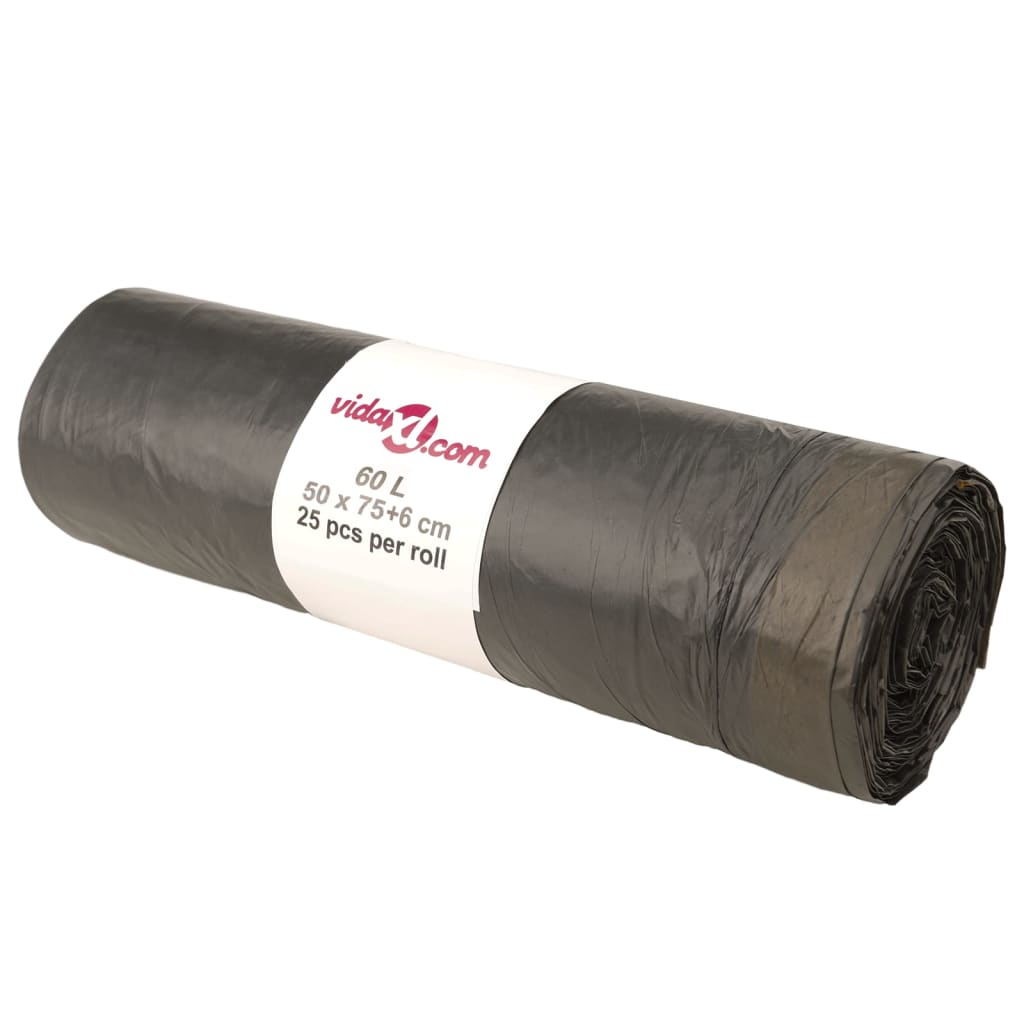 vidaXL Saci de gunoi cu șnururi 250 buc. negru 60 L vidaXL Saci de gunoi cu șnururi 250 buc. negru 60 L