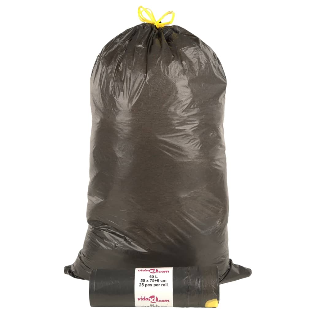vidaXL Saci de gunoi cu șnururi 250 buc. negru 60 L vidaXL Saci de gunoi cu șnururi 250 buc. negru 60 L