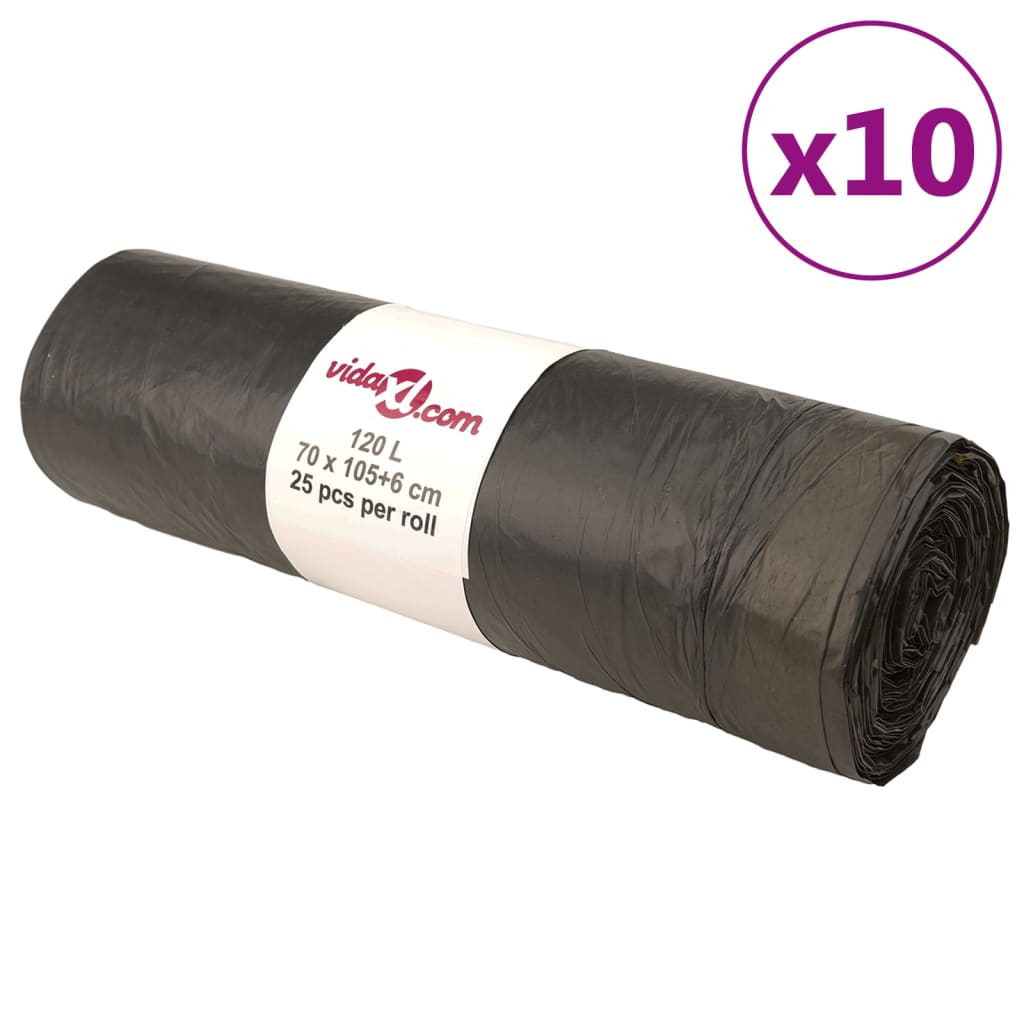 vidaXL Saci de gunoi cu șnururi 250 buc. negru 120 L vidaXL Saci de gunoi cu șnururi 250 buc. negru 120 L