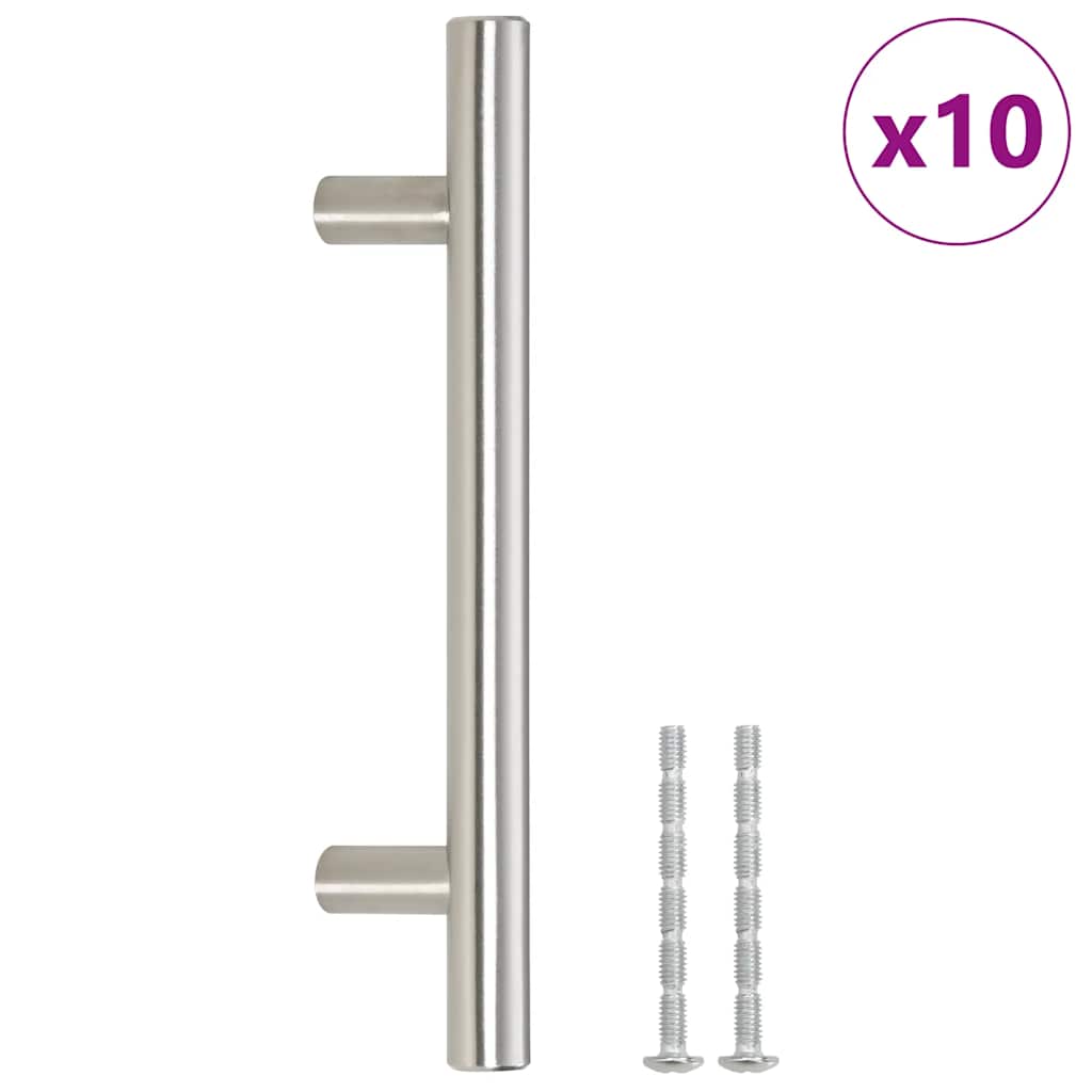vidaXL Mânere de dulap, 10 buc., argintiu, 96 mm, oțel inoxidabil vidaXL Mânere de dulap, 10 buc., argintiu, 96 mm, oțel inoxidabil