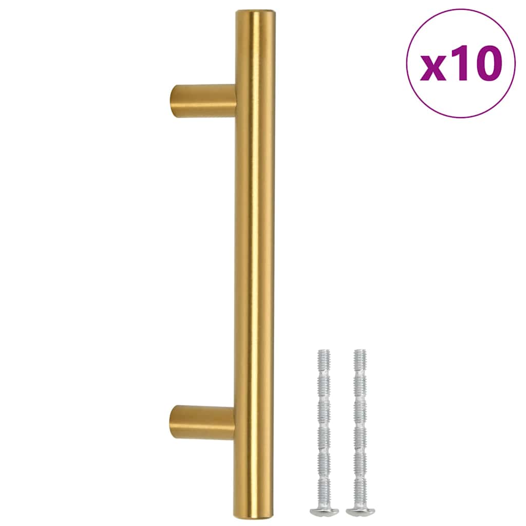 vidaXL Mânere de dulap, 10 buc., auriu, 96 mm, oțel inoxidabil vidaXL Mânere de dulap, 10 buc., auriu, 96 mm, oțel inoxidabil