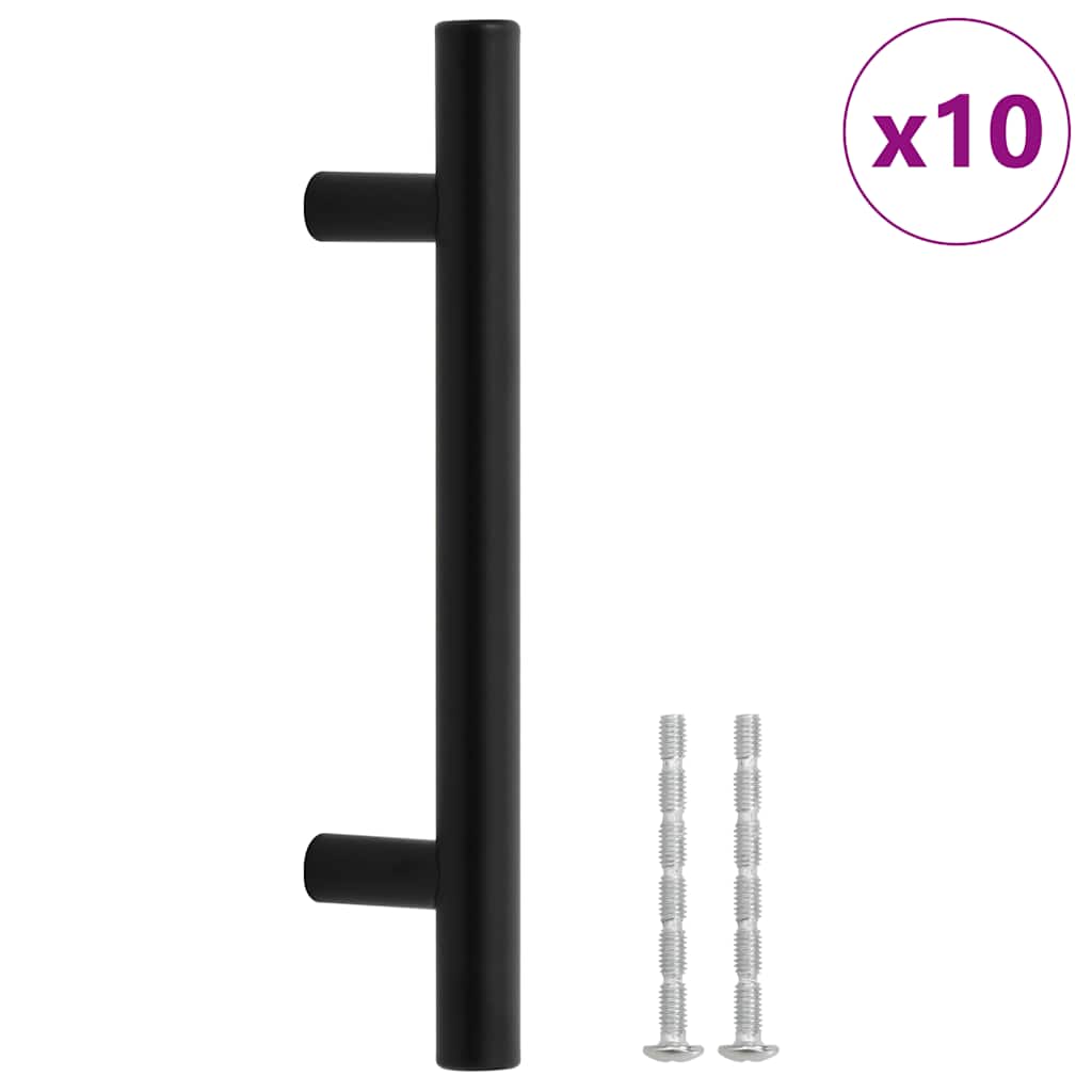 vidaXL Mânere de dulap, 10 buc., negru, 96 mm, oțel inoxidabil vidaXL Mânere de dulap, 10 buc., negru, 96 mm, oțel inoxidabil