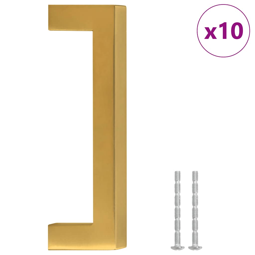 vidaXL Mânere de dulap, 10 buc., auriu, 96 mm, oțel inoxidabil vidaXL Mânere de dulap, 10 buc., auriu, 96 mm, oțel inoxidabil
