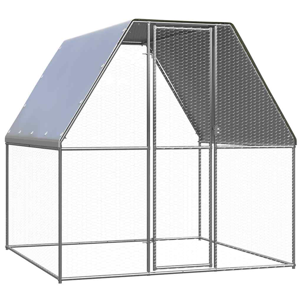vidaXL Coteț pentru pui, argintiu și gri, 2x2x2 m, oțel galvanizat vidaXL Coteț pentru pui, argintiu și gri, 2x2x2 m, oțel galvanizat