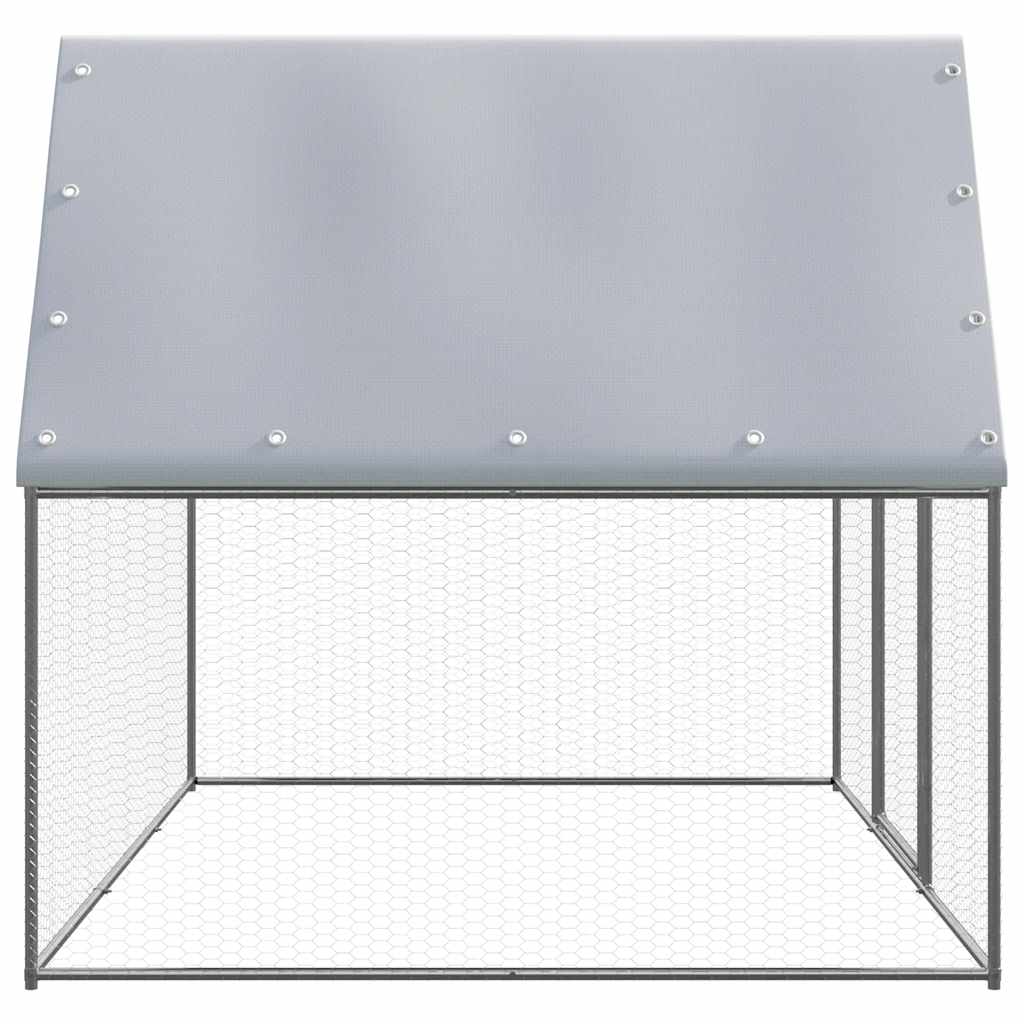 vidaXL Coteț pentru pui, argintiu și gri, 3x2x2 m, oțel galvanizat vidaXL Coteț pentru pui, argintiu și gri, 3x2x2 m, oțel galvanizat