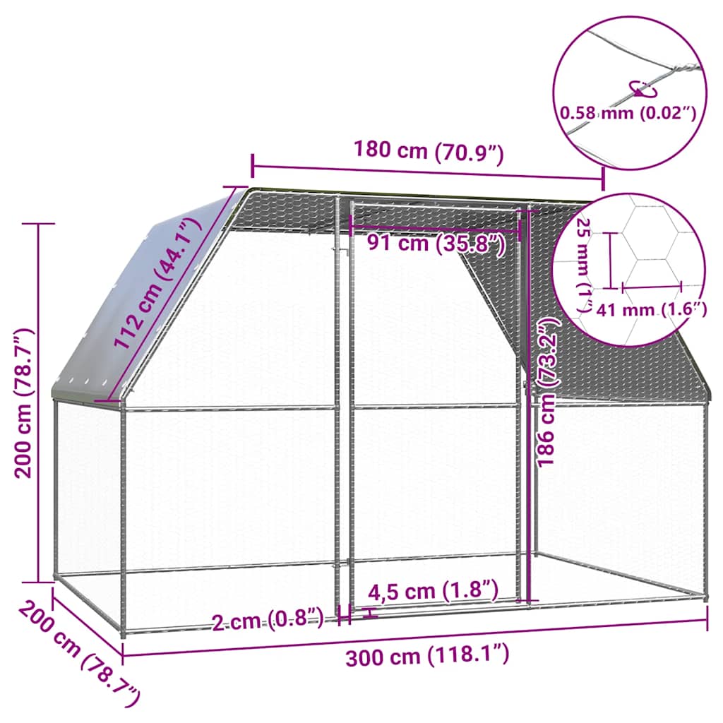 vidaXL Coteț pentru pui, argintiu și gri, 3x2x2 m, oțel galvanizat vidaXL Coteț pentru pui, argintiu și gri, 3x2x2 m, oțel galvanizat