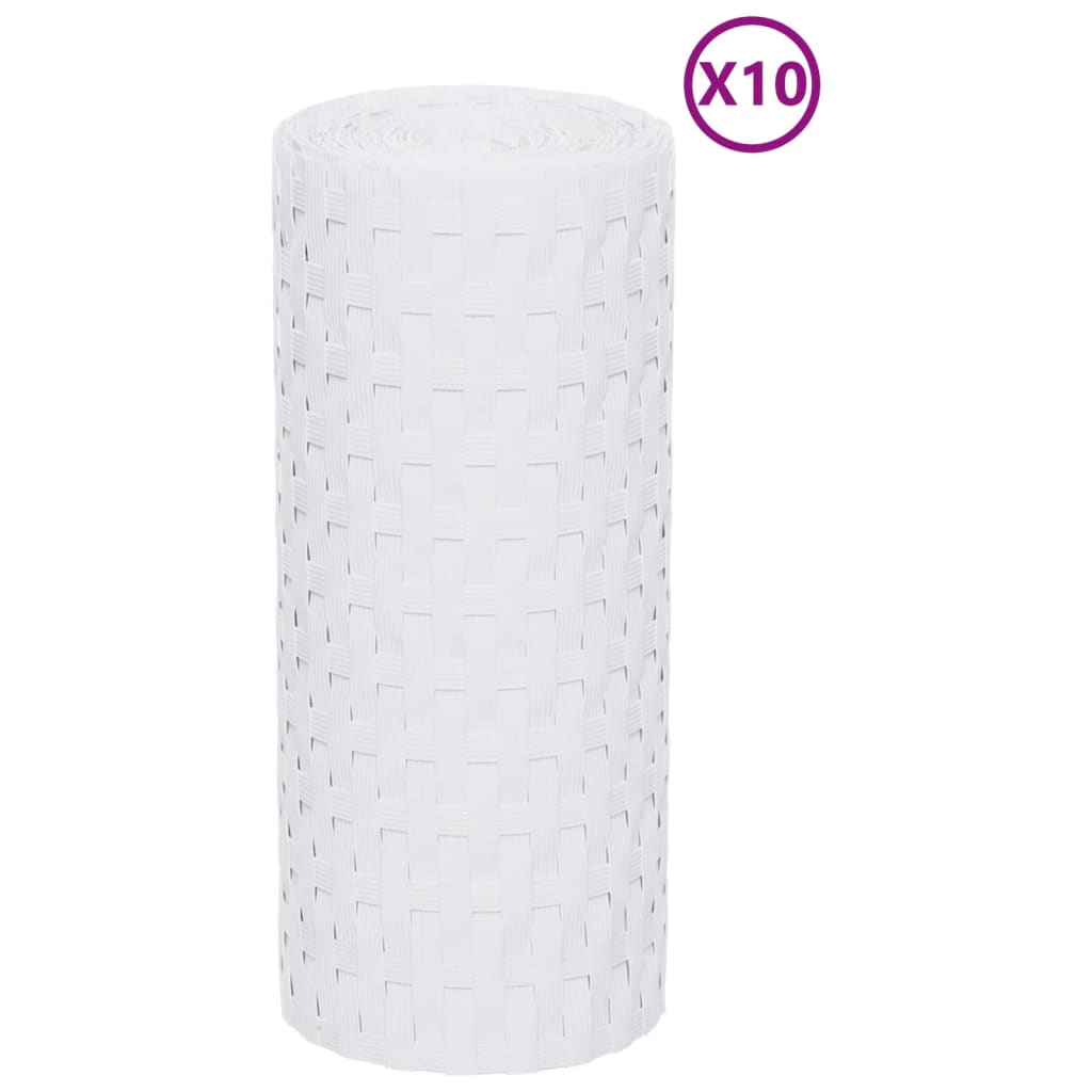 vidaXL Paravane pentru balcon, 10 buc., alb, 255x19 cm, poliratan vidaXL Paravane pentru balcon, 10 buc., alb, 255x19 cm, poliratan