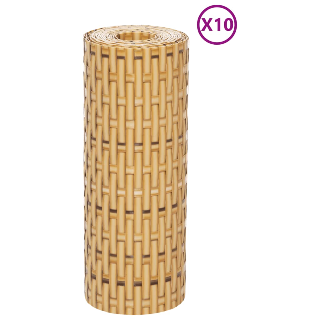 vidaXL Paravan pentru balcon 10 buc. maro deschis 255x19 cm poliratan vidaXL Paravan pentru balcon 10 buc. maro deschis 255x19 cm poliratan